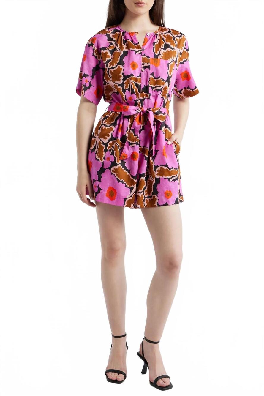NEW FRNCH salvinia floral cotton blend romper in vitoria